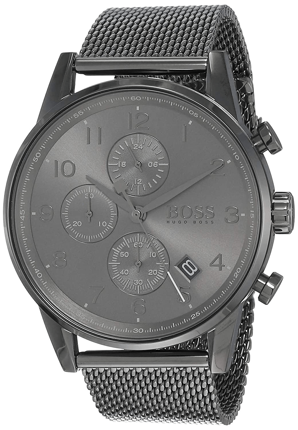 Hugo Boss Navigator Grey Dial Grey Mesh Bracelet Watch for Men - 1513674