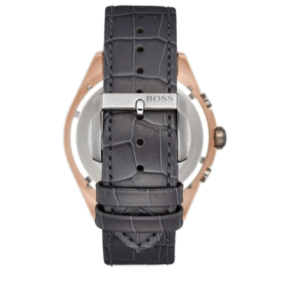 Hugo Boss Onyx Grey Dial Black Leather Strap Watch for Men - 1513366