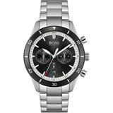 Hugo Boss Santiago Black Dial Silver Steel Strap Watch for Men - 1513862