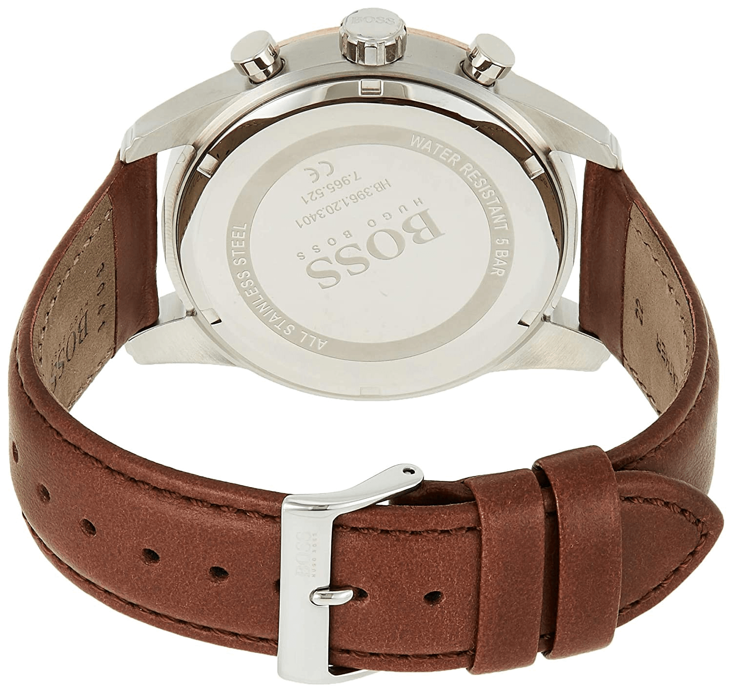 Hugo Boss Skymaster White Dial Brown Leather Strap Watch for Men - 1513786