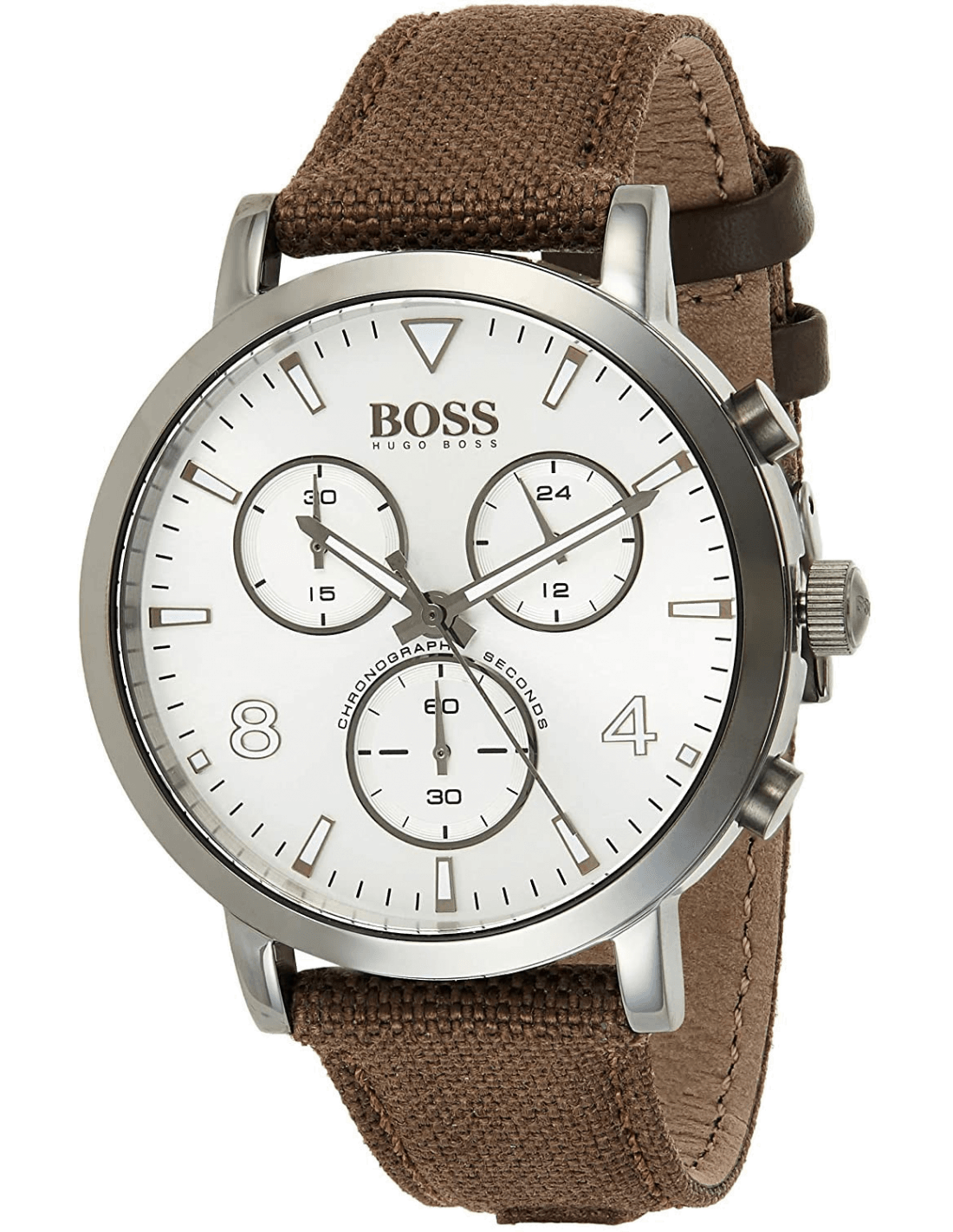 Hugo Boss Spirit White Dial Brown Nylon Strap Watch for Men - 1513690