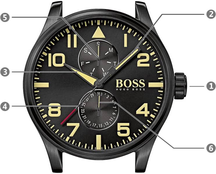 Hugo Boss Aeroliner Maxx Chronograph Black Dial Brown Leather Strap Watch For Men - 1513082