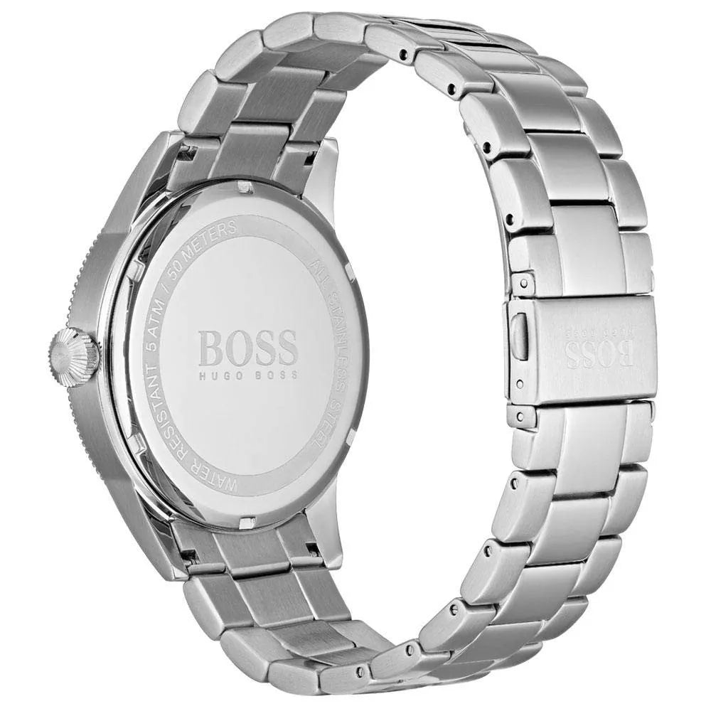 Hugo Boss Legacy Black Dial Silver Steel Strap Watch for Men - 1513671