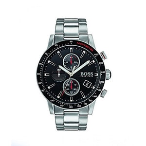 Hugo Boss Rafale Chronograph Black Dial Silver Steel Strap Watch for Men - 1513509
