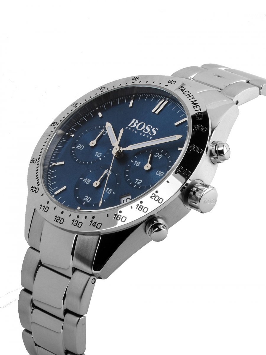 Hugo Boss Talent Blue Dial Silver Steel Strap Watch for Men - 1513582