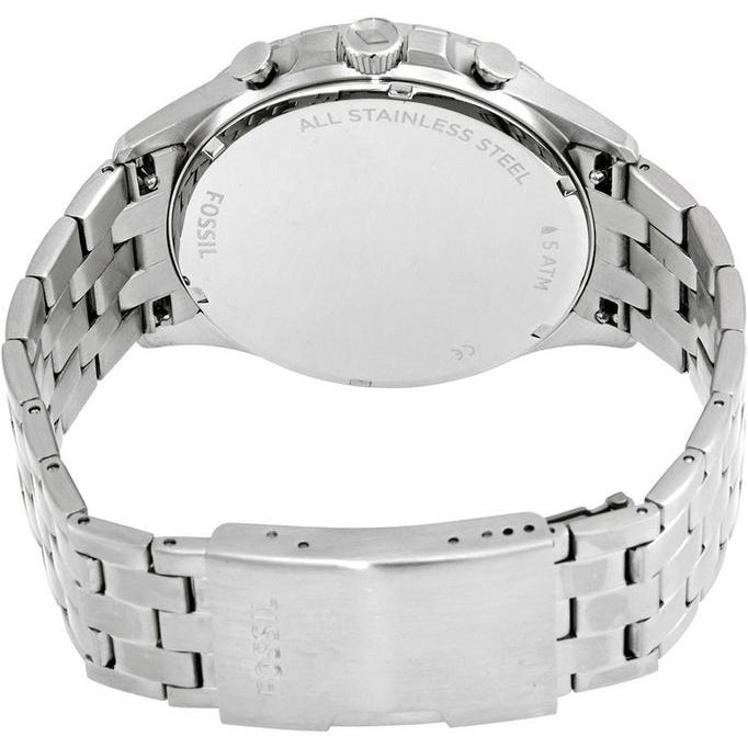 Fossil Forrester Chronograph Blue Dial Silver Steel Strap Watch for Men - FS5605