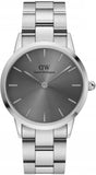 Daniel Wellington Link Grey Dial Silver Steel Strap Watch For Men - DW00100328