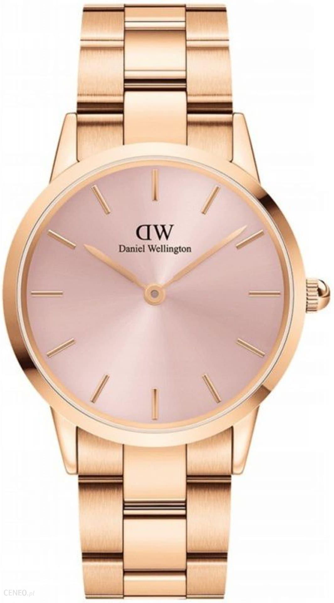Daniel Wellington Iconic Link Pink Dial Rose Gold Steel Strap Watch For Women - DW00100333