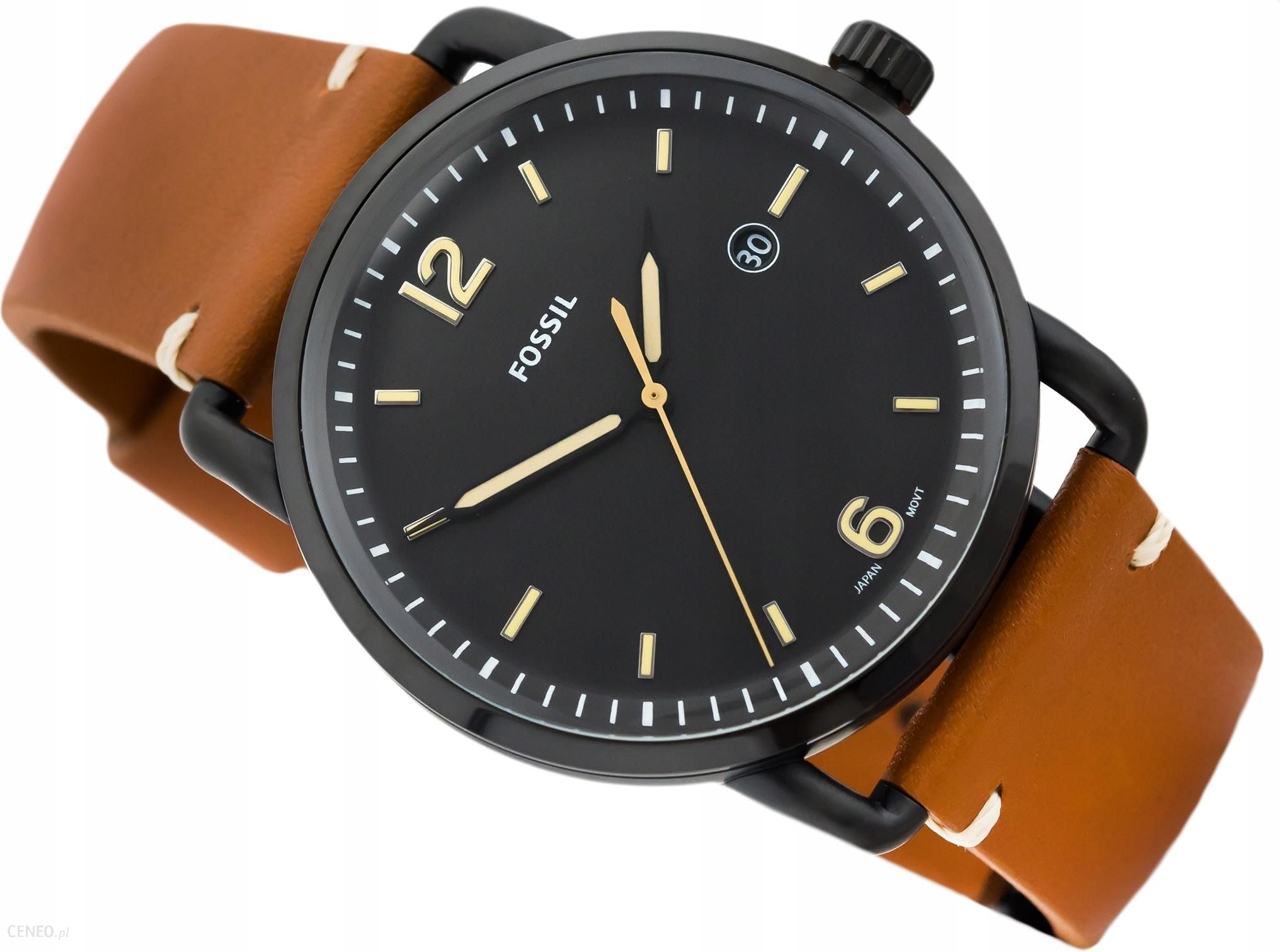 Fossil Commuter Three Hand Date Black Dial Brown Leather Strap Watch for Men - FS5276