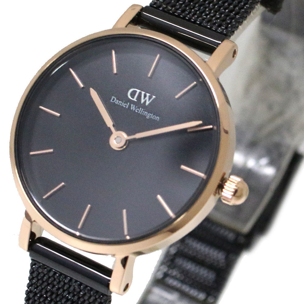 Daniel Wellington Classic Petite Pressed Ashfield Black Dial Black Mesh Bracelet Watch For Women - DW00100441