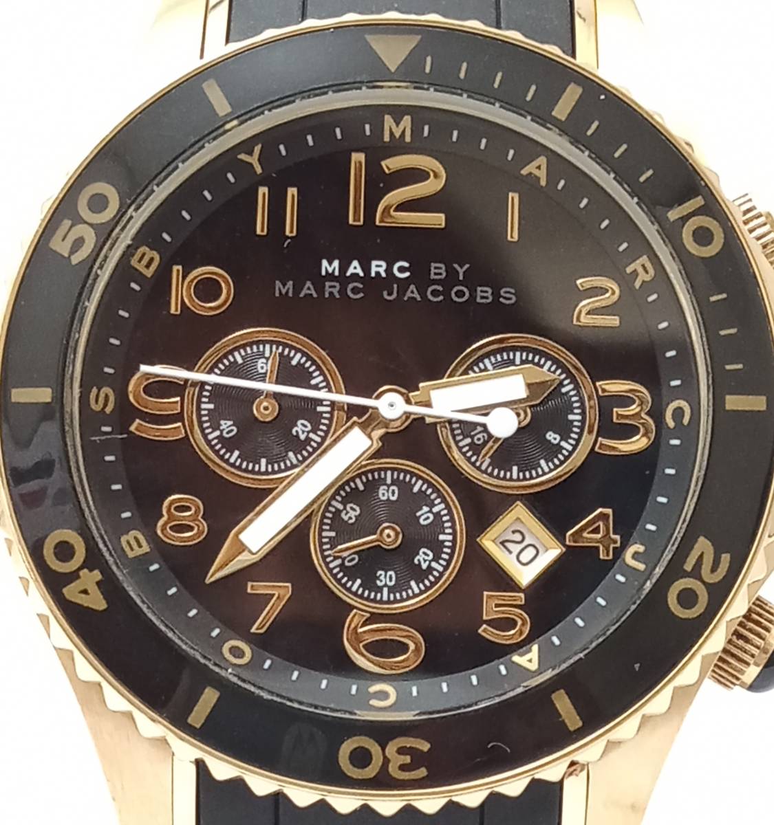 Marc Jacobs Rock Chronograph Black Dial Black Silicone Strap Watch for Women - MBM2552