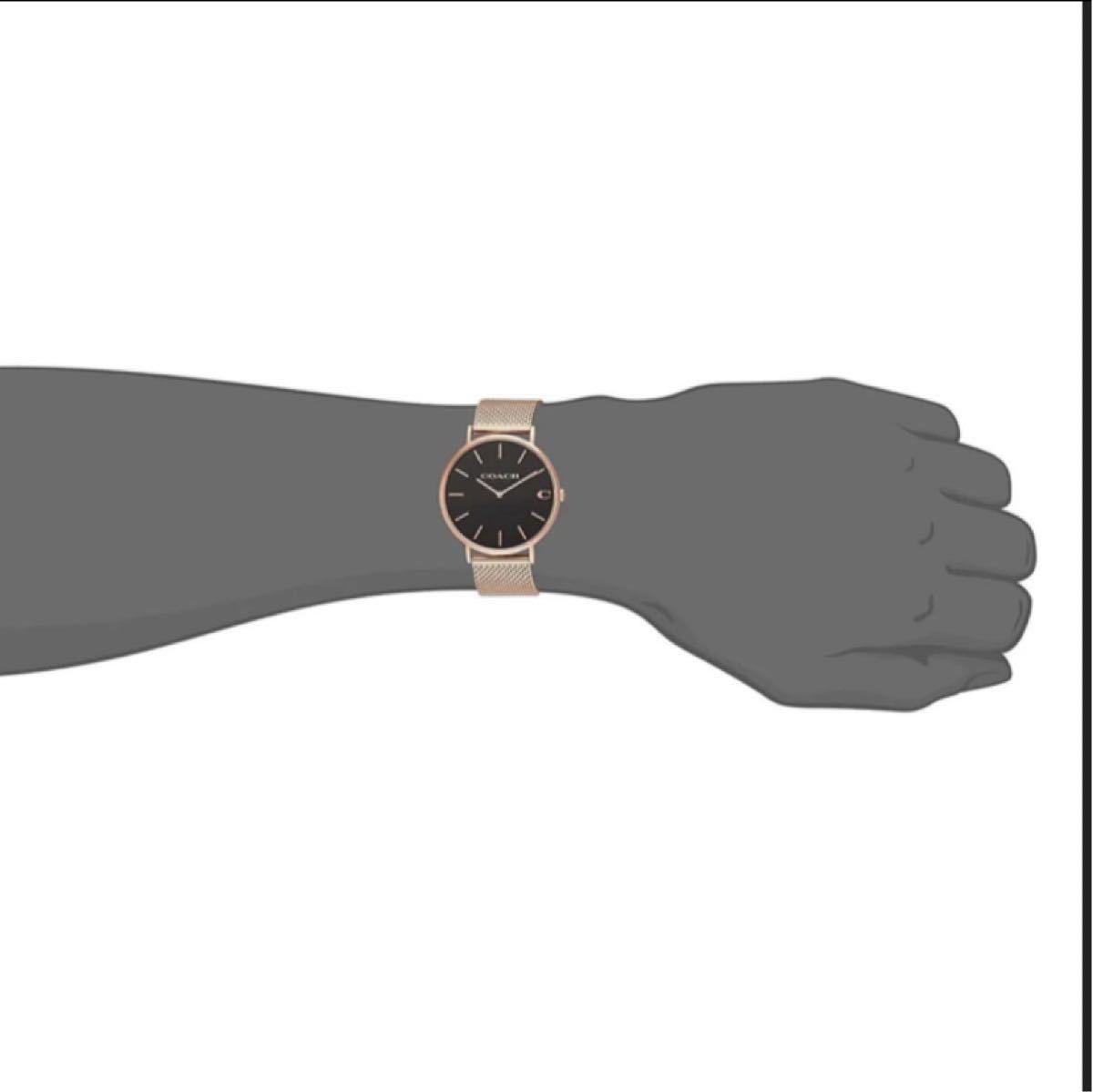 Coach Charles Black Dial Rose Gold Mesh Bracelet Watch for Men - 14602552