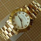 Marc Jacobs Amy White Dial Gold Steel Strap Watch for Women - MBM3056