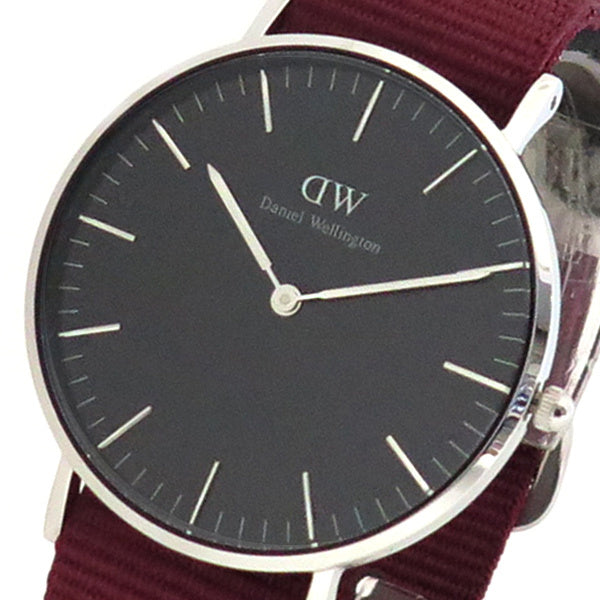 Daniel Wellington Classic Roselyn Black Dial Maroon Nylon Strap Watch For Women - DW00100274