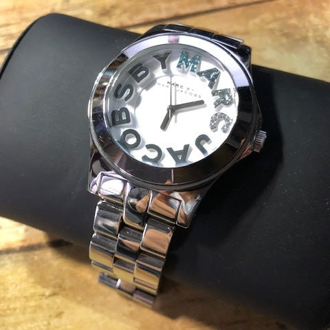 Marc Jacobs Rivera White Dial Silver Steel Strap Watch for Women - MBM3136