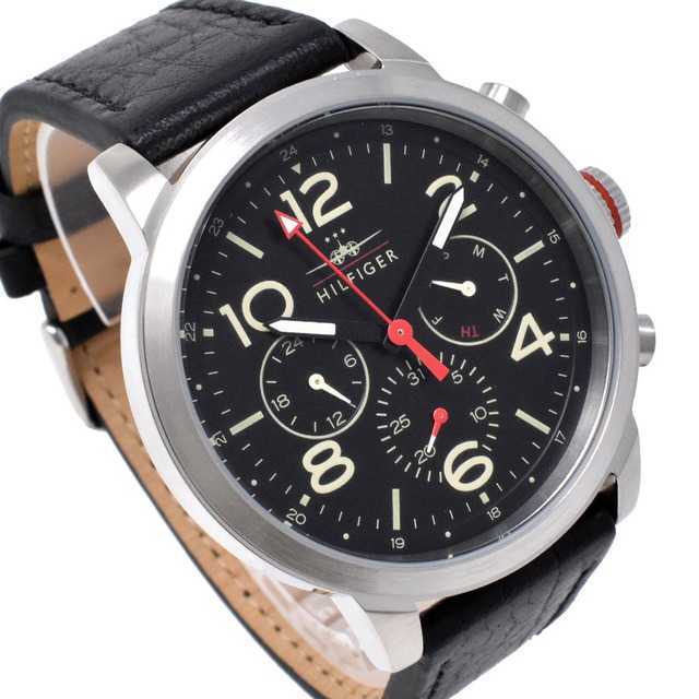 Tommy Hilfiger Jake Chronograph Black Dial Black Leather Strap Watch for Men - 1791232