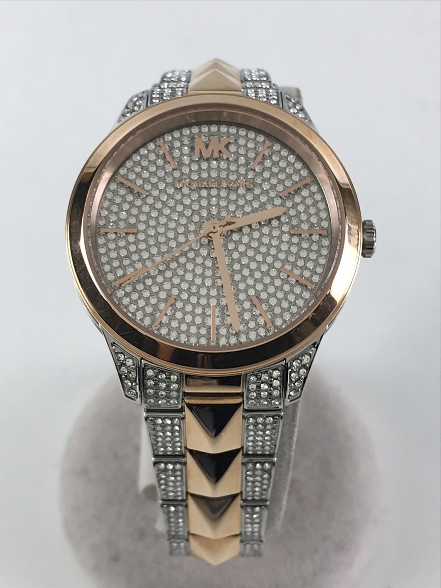 Michael Kors Runway Mercer Crystals Silver Dial Two Tone Steel Strap Watch For Women - MK6716