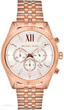 Michael Kors Lexington Chronograph White Dial Rose Gold Steel Strap Watch For Women - MK8313