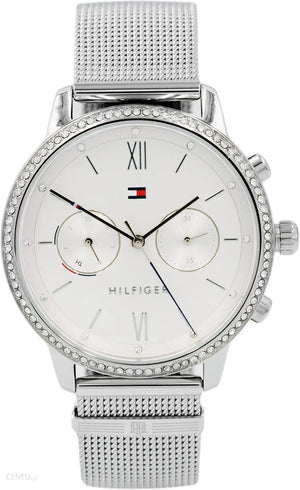 Tommy Hilfiger Blake Diamonds Silver Dial Silver Mesh Bracelet Watch for Women - 1782301