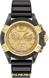 Versace Icon Active Chrono Gold Dial Black Silicone Strap Unisex Watch - VEZ701623