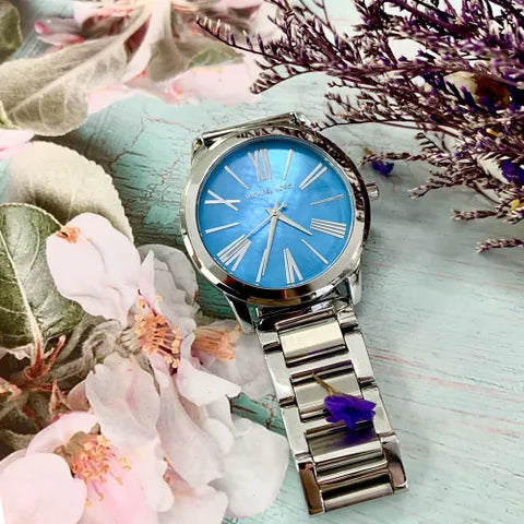 Michael Kors Hartman Quartz Blue Dial Silver Steel Strap Watch For Women - MK3519
