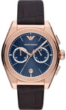 Emporio Armani Federico Chronograph Blue Dial Brown Leather Strap Watch For Men - AR11563
