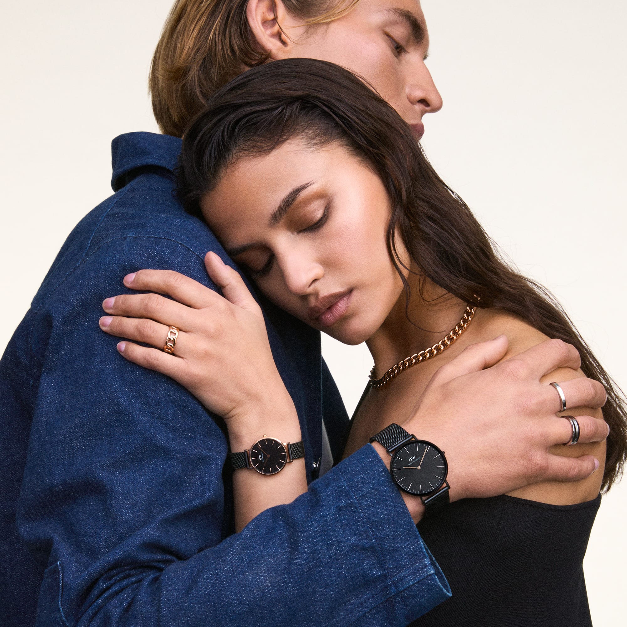 Daniel Wellington Petite Ashfield Black Dial Black Mesh Strap Watch For Women - DW00100245