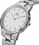 Daniel Wellington Iconic Link White Dial Silver Steel Strap Watch For Women - DW00100205