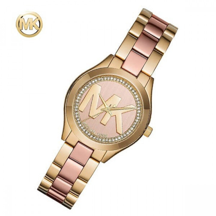 Michael Kors Mini Slim Runway Rose Gold Dial Two Tone Steel Strap Watch for Women - MK3650