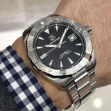 Tag Heuer Aquaracer Automatic Black Dial Silver Steel Strap Watch for Men - WAY2110.BA0928