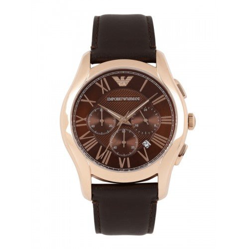 Emporio Armani Chronograph Brown Dial Brown Leather Strap Watch For Men - AR1701