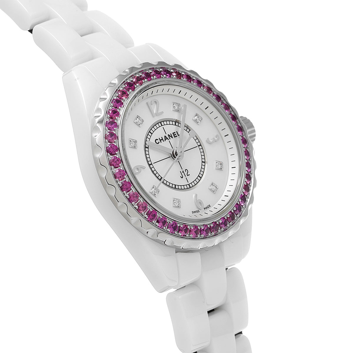 Chanel J12 Quartz Diamonds Mother of Pearl White Dial White Steel Strap Watch for Women - J12 H3243