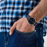 Emporio Armani Kappa Quartz Blue Dial Blue Leather Strap Watch For Women - AR11012