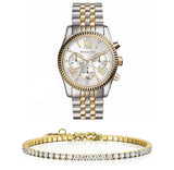 Michael Kors Lexington Silver Dial Two Tone Steel Strap Watch for Women - MK5955