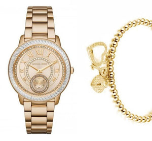 Michael Kors Madelyn Quartz Gold Dial Gold Steel Strap Watch For Women - MK6287