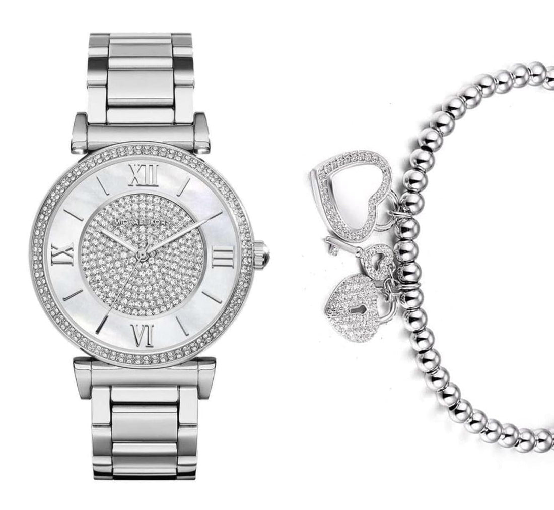 Michael Kors Catlin Silver Dial Silver Steel Strap Watch for Women - MK3355