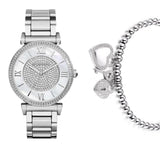 Michael Kors Catlin Silver Dial Silver Steel Strap Watch for Women - MK3355