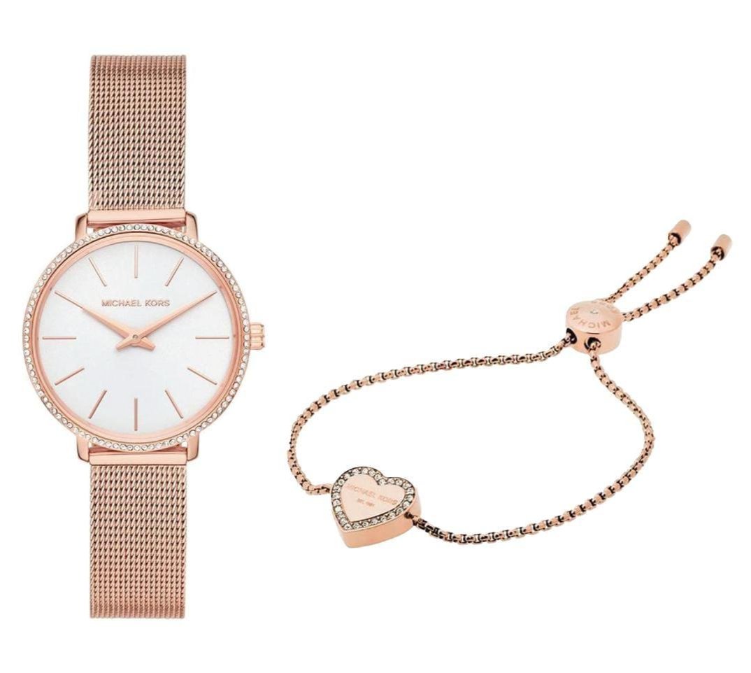 Michael Kors Pyper Quartz Mother of Pearl White Dial Rose Gold Mesh Strap Watch For Women - MK4588