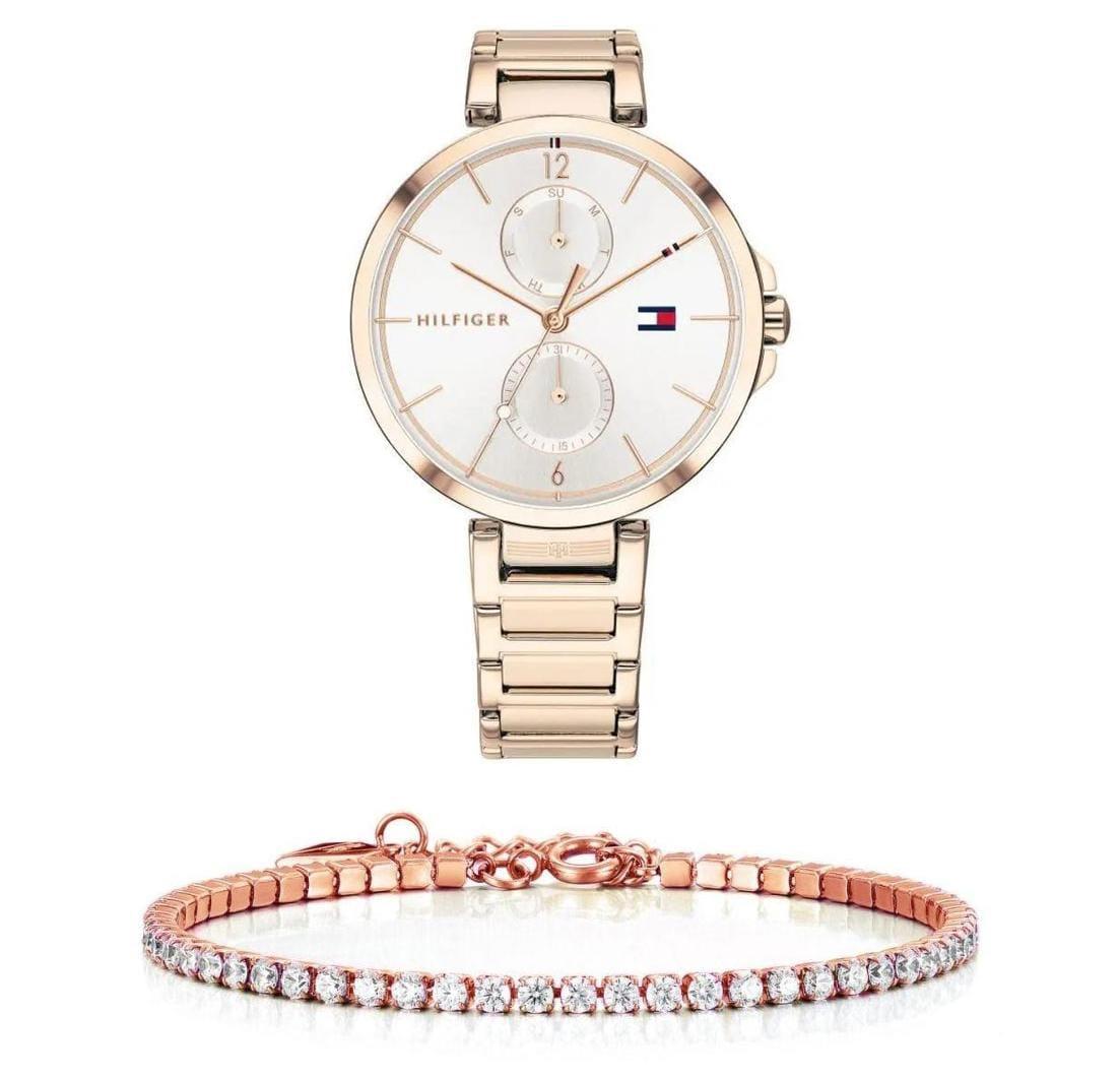 Tommy Hilfiger Angela Quartz White Dial Rose Gold Steel Strap Watch for Women - 1782124
