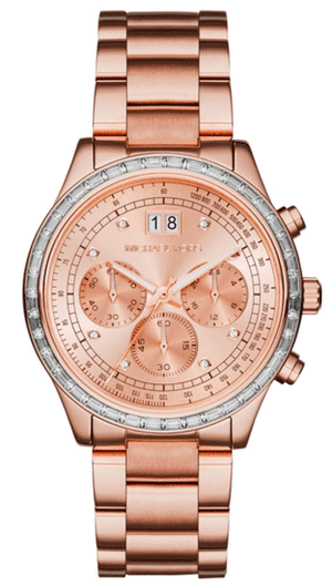 Michael Kors Brinkley Rose Gold Dial Rose Gold Steel Strap Watch for Women - MK6204
