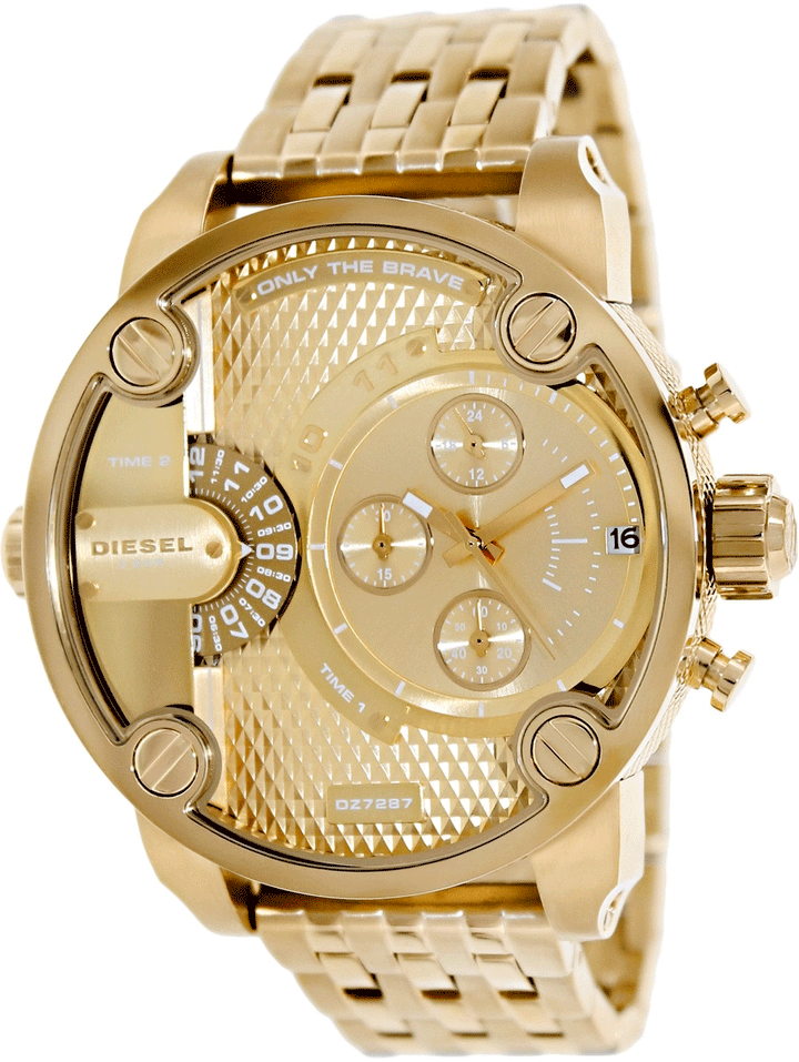 Diesel Big Daddy Analog Gold Dial Gold Stainless Steel Watch For Men - DZ7287