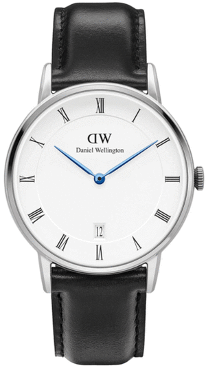 Daniel Wellington Dapper Sheffield White Dial Black Leather Strap Watch For Women - DW00100096