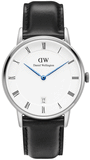 Daniel Wellington Dapper Sheffield White Dial Black Leather Strap Watch For Women - DW00100096