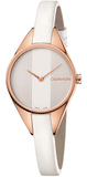 Calvin Klein Rebel White Grey Dial White Leather Strap Watch for Women - K8P236L6