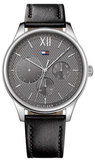 Tommy Hilfiger Damon Multifunction Black Dial Black Leather Strap Watch for Men - 1791417