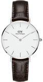 Daniel Wellington Classic Petite York White Dial Black Leather Strap Watch For Women - DW00100188