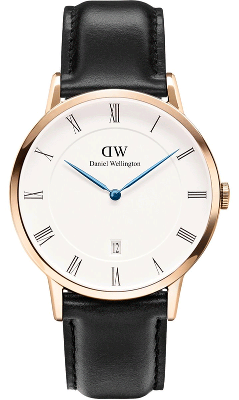 Daniel Wellington Classic Sheffield White Dial Black Leather Strap Watch For Men - DW00100084