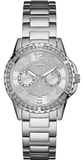 Guess Sassy Multifunction Quartz Silver Dial Silver Steel Strap Watch For Women - W0705L1