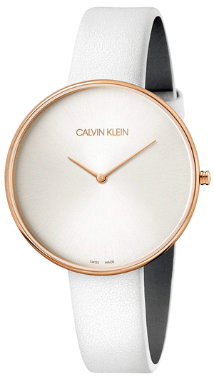 Calvin Klein Full Moon White Dial White Leather Strap Watch for Women - K8Y236L6