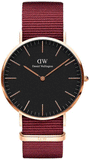 Daniel Wellington Classic Roselyn Black Dial Maroon Nylon Strap Watch For Women - DW00100269